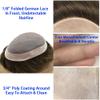 100% European Human Hair Men's Toupee, D7-3, 8''X11'', Black, Modern, Fine Mono, 120% Medium Light to Medium Density view 4