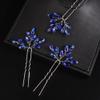 JWICOS Bridal Wedding Crystal Hair Pins Bride Hair Pieces Wedding Hair Accessories for Women and Girls Pack of 3 (Blue silver) view 1