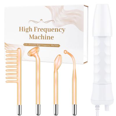 High Frequency Facial Wand - Uaike Orange Portable Handheld High Frequency Facial Machine - with 4 Pcs Orange Glass Tubes - at Home Skin Face Wand Device