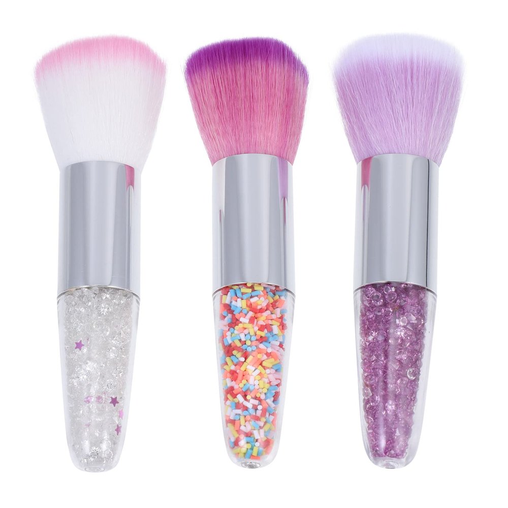 Beavorty 3pcs Makeup Brush Dual-use Manicure and Loose Powder Brushes Unique Handles for Women Lightweight and for Beauty and Makeup Application