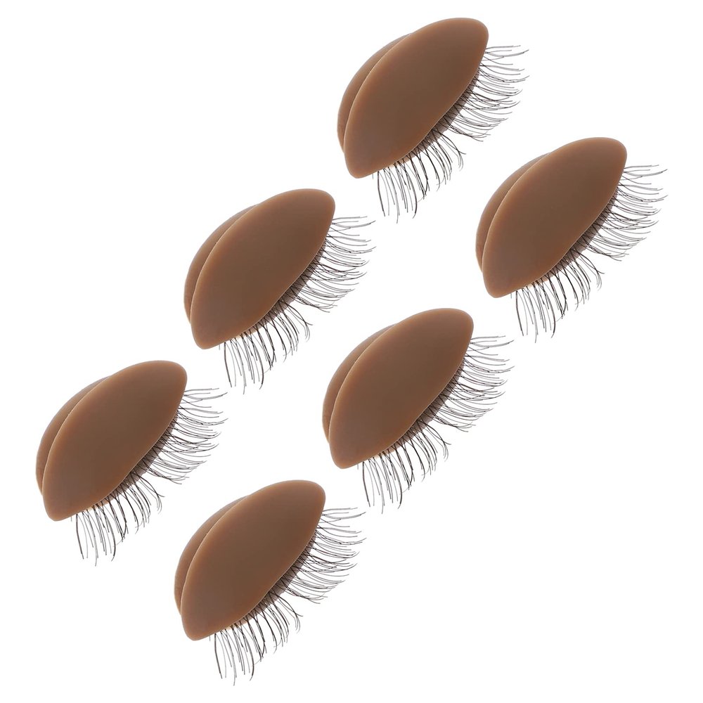 Beavorty 3pairs Eyelash Extension Practice Kit Removable Eyelids for Makeup Training and Flexible Replacement for Lash Grafting