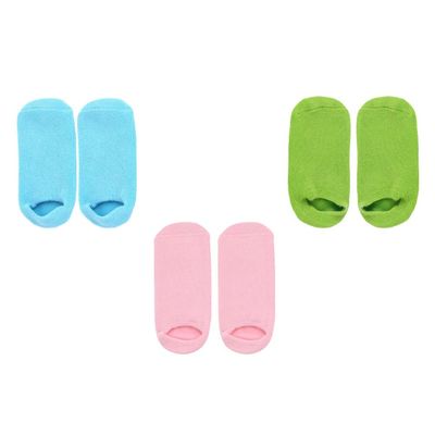 Beavorty 3pairs Moisturizing Foot Masks of Slip-Resistant Gel Socks for Foot Care Pink Green Blue Reusable for Home Salon Use