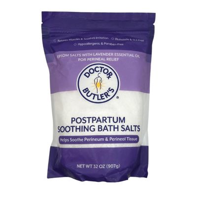 Doctor Butlers Postpartum Soothing Bath Salts  Epsom Bath Salts for Women for Postpartum Recovery, Hemorrhoids, Discomfort, and Helps Soothe Perineum and Perineal Tissues After Birth (32 oz.)