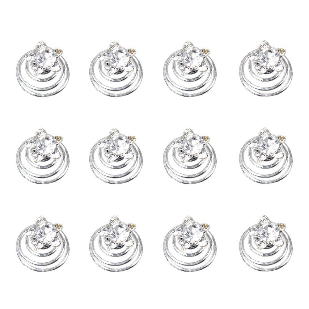 12 Pcs Swirl Hair Twists Coils Hair Clips Wedding Bridal Spiral Hair Pins Rhinestone Pearl Metal Spiral Twist Hairpins