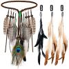 XunYee 3 Pack Feather Hair Clips 1 Boho Feather Headband Hippie Hair Extension with Clip Comb Set for Women Costume(Black and Brown,Boho Style) view 1