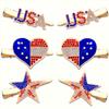 3 Pairs American Flag Hair Clips 4th of July Patriotic Hairpins for Women Rhinestone Enamel Heart Star Hair Barrettes Independence Day Hair Accessory Gifts (3 Pairs Rhinestone) view 1