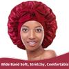 2 Pack Bonnet with Tie Band, Satin Silk Hair Bonnet for Sleeping, Sleep Bonnets for Women, Large Sleep Cap for Braids Curly Hair, B view 2