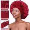 2 Pack Bonnet with Tie Band, Satin Silk Hair Bonnet for Sleeping, Sleep Bonnets for Women, Large Sleep Cap for Braids Curly Hair, B view 3