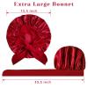 2 Pack Bonnet with Tie Band, Satin Silk Hair Bonnet for Sleeping, Sleep Bonnets for Women, Large Sleep Cap for Braids Curly Hair, B view 4