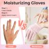 Donfri Cotton Moisturizing Gloves Overnight 2 Pairs Touchscreen Fingers for SPA Dry Hands Hand Care Day and Night Moisturizing (Small-Pink) view 2