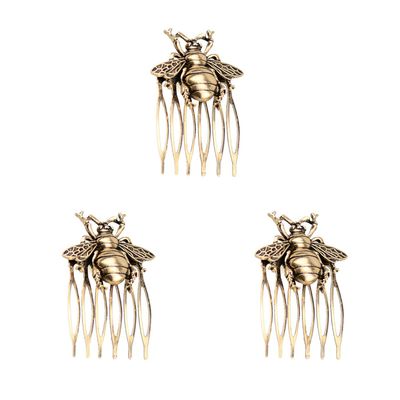 Galsawi 3 Pcs Bee Hair Side Combs Decorative Retro Teeth Design Hair Combs Hair Pins Hair Clips
