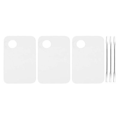Beaupretty 3sets Transparent Makeup Mixing Plates with Spatulas Versatile Cosmetic and Nail Art Accessories for Blending Pigments and Foundation Mixing