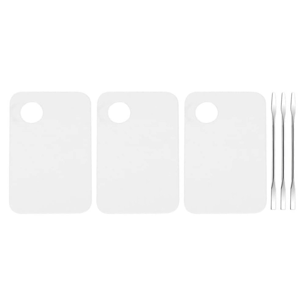 Beaupretty 3sets Transparent Makeup Mixing Plates with Spatulas Versatile Cosmetic and Nail Art Accessories for Blending Pigments and Foundation Mixing