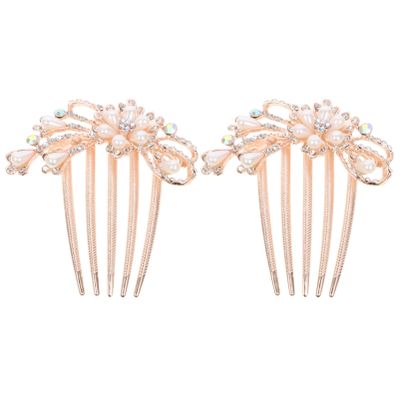 Uonlytech 2pcs Hair Combs Rhinestones for Bride and Bridesmaids Elegant Floral Design Wedding Accessories Easy to Wear Hair Clips for Special Occasions