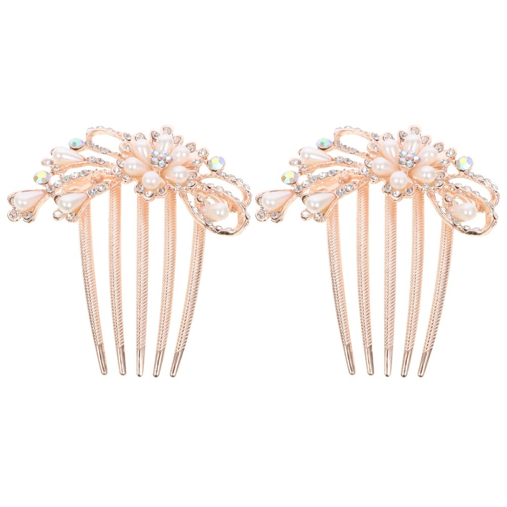 Uonlytech 2pcs Hair Combs Rhinestones for Bride and Bridesmaids Elegant Floral Design Wedding Accessories Easy to Wear Hair Clips for Special Occasions