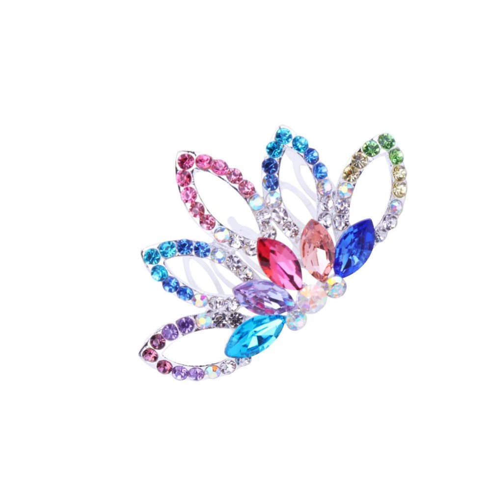Beaupretty 1pc Colorful Rhinestone Crown Hair Comb for Bridal Weddings Handmade Insert Comb Headdress for Women Decorative Accessory for Special Occasions Unique Updo Half-up Hairstyles