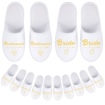 Hercicy Wedding Bridesmaid Slippers Set of 7 Bride Disposable Hotel Bridal Shower Spa Slippers for Gifts Party Decoration