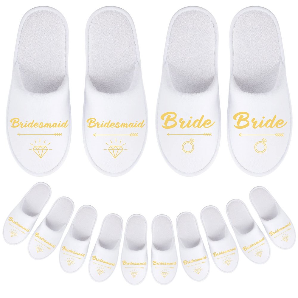 Hercicy Wedding Bridesmaid Slippers Set of 7 Bride Disposable Hotel Bridal Shower Spa Slippers for Gifts Party Decoration