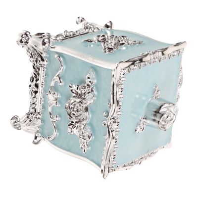 FOMIYES Cotton Swabs Dispenser and Embossed Cotton Pad Storage Box Elegant Flower Design Dust Organizer for Makeup and Accessories for Dressing Table and Desk