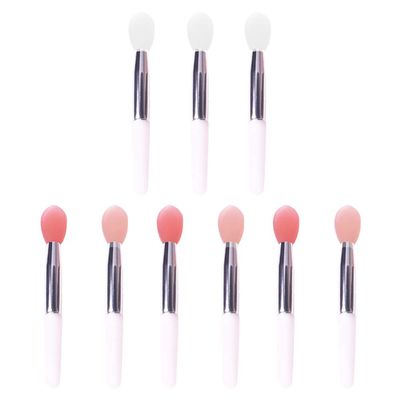 Beavorty 9pcs Silicone Lip Brush Creative Makeup Tool for Precise Lip Color Application for Professional Home Use Includes Each of Transparent and Nude Brushes