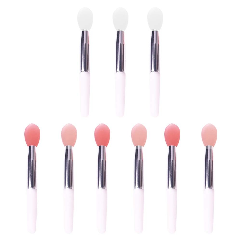 Beavorty 9pcs Silicone Lip Brush Creative Makeup Tool for Precise Lip Color Application for Professional Home Use Includes Each of Transparent and Nude Brushes