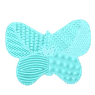 Beavorty 1pc Butterfly Shape Makeup Brush Cleaning Mat Silicone Scrubber Tool for Deep Cleaning Brushes Portable Design Suction Cup Green for Easy Use