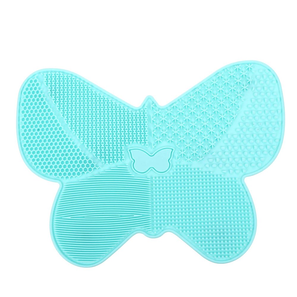 Beavorty 1pc Butterfly Shape Makeup Brush Cleaning Mat Silicone Scrubber Tool for Deep Cleaning Brushes Portable Design Suction Cup Green for Easy Use