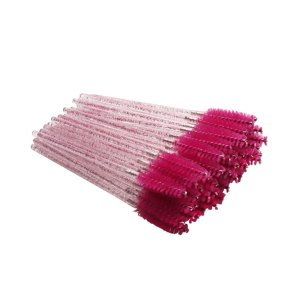 Beavorty 100pcs Disposable Eyelash Applicator Brushes Crystal Rod for Mascara Application and Eyelash Separation for Beauty Salons and Personal Use Rosy Color