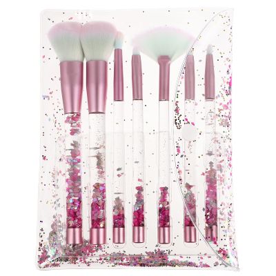 Beavorty Portable Yellow Crystal Makeup Brush Set Cosmetic Kit Transparent Handles for Liquid Powder Application Lightweight for for Makeup