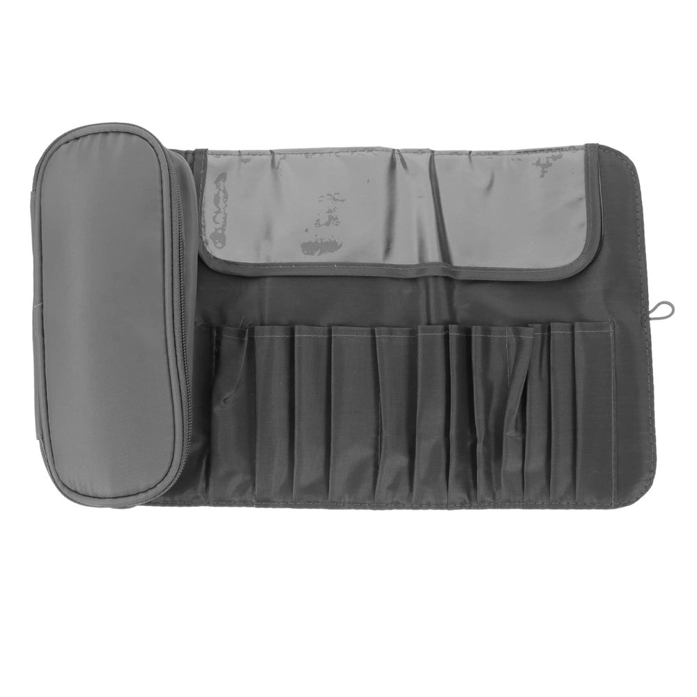 Beavorty Multi-functional Makeup Brush Organizer Folding Rolling Case for Travel Easy to Use Makeup Tool Storage Bag Compact and Practical Design for Enthusiasts Gray
