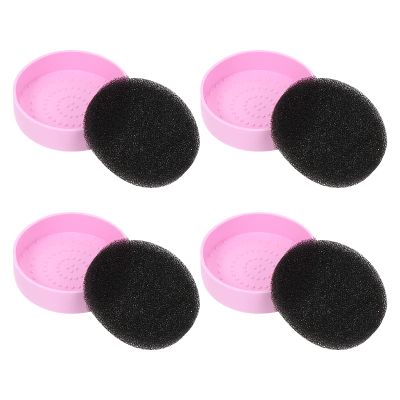 Beavorty 4pcs Lazy Makeup Brush Cleaning Sponge Eye Shadow Brush Cleaner Box Efficient Reusable Tool for Home Travel