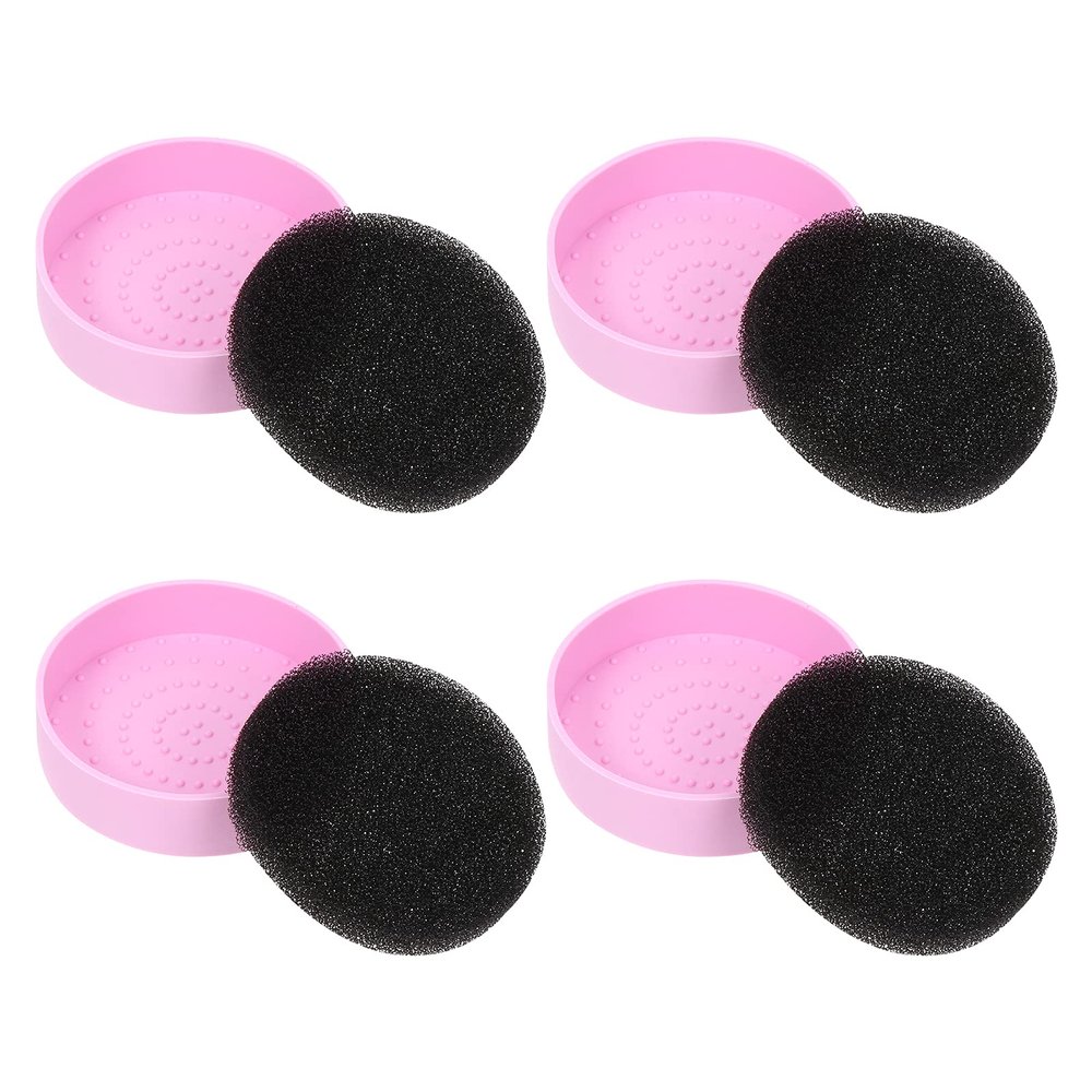 Beavorty 4pcs Lazy Makeup Brush Cleaning Sponge Eye Shadow Brush Cleaner Box Efficient Reusable Tool for Home Travel