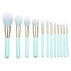 12pcs Mint Green Makeup Brush Set Professional Cosmetics Brushes with Wooden Handles Nylon Bristles for Powder Foundation and Blending Daily and Professional Use view 1