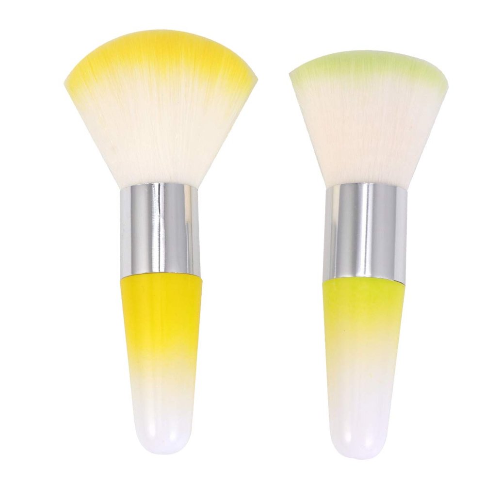 Beavorty 2pcs Nail Dust Brushes Multifunctional Makeup Brush Cleaner for Nails Green Yellow Colors for Manicure Easy to Carry Suitable for Professional Personal Use