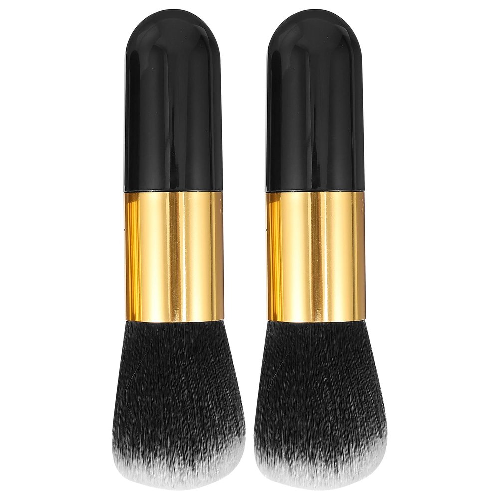 Beavorty 2pcs Loose Powder Foundation Brush for Women Premium Synthetic Hair Blending Blush Brush for Natural Contouring and Highlighting Comfortable Makeup Tool for Smooth Skin Finish