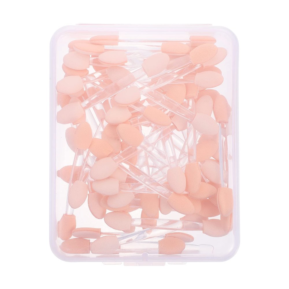 Beavorty 50pcs Dual-end Eyeshadow Soft Sponge Makeup Tools for Easy Application for Beginners and Professionals for Travel and Daily Use