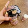 2Pcs Lipstick Organizer, Luxury Leather Lip Gloss Bag, Mini Lipstick Case with Keychain, Girls travel Lipgloss Makeup Storage Holder for Purse Perfume Fingernail Polish (White, Pink) view 4