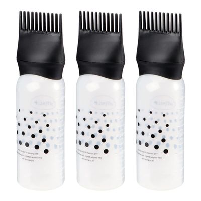3pcs Root Comb Applicator Bottle Hair Oil Bottle with Comb Hairdressing Applicator Bottle with Scale Hair Dye Bottle Brush for Home Barber Shop