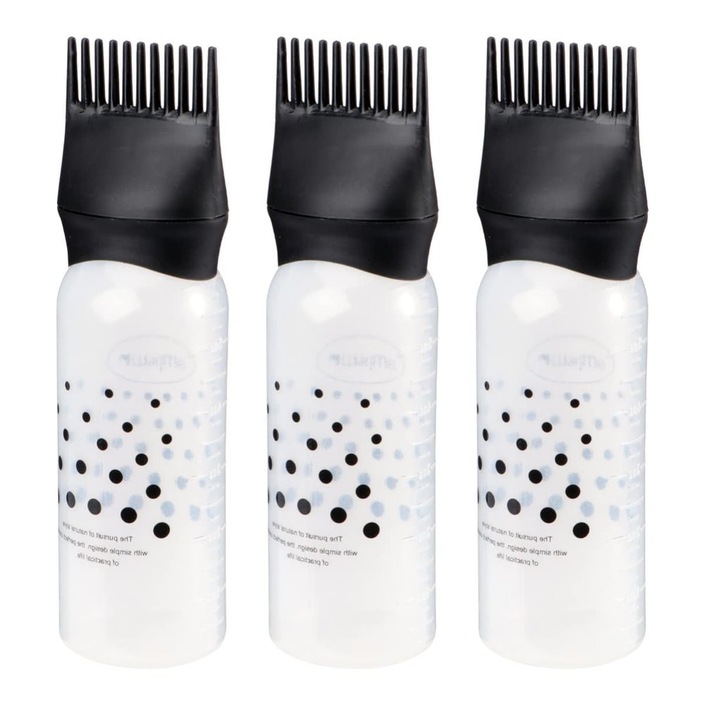 3pcs Root Comb Applicator Bottle Hair Oil Bottle with Comb Hairdressing Applicator Bottle with Scale Hair Dye Bottle Brush for Home Barber Shop