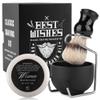 Wismee Men's Shaving Brush Set Boar Bristle Hair Shaving Brush, Stainless Steel Shaving Bowl & Stand, 3.5Oz Shaving Soap Wet Shaving Cleaning Tool Birthday Father Day Gifts for Him Men view 1