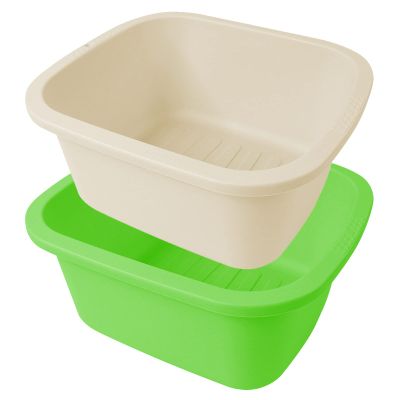 Foot Soaking Bath Basin, Large Size Feet Massager Tub, At Home Spa Pedicure Treatment, 2 Pack Green&White