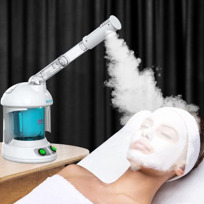 Facial Steamer - DENFANY Nano Ionic Face Steamer with Extendable 360 Rotating Arm - Portable Facial Steamer for Personal Care at Home or Salon (Blue)