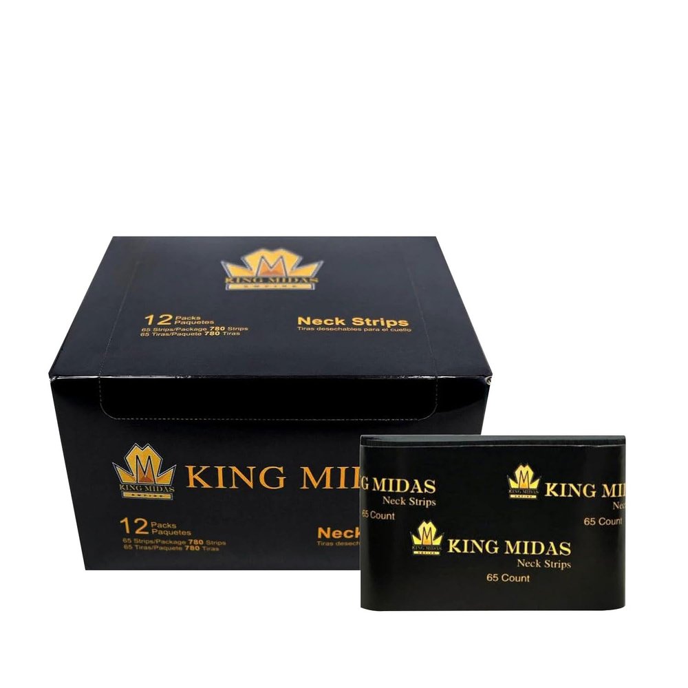 King Midas EmpireNeck Strips - 12 Pack Professional Stretch Paper Bands for Barber Salon Haircutting and Styling - Black