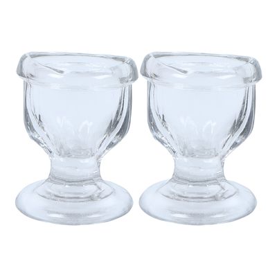 WHOLELIFEOBJECTS Glass Eye Wash Cup with Engineering Design to Fit Eyes for Effective Eye Cleansing - Eye Shaped Rim, Snug Fit Set of 2 (Transparent)