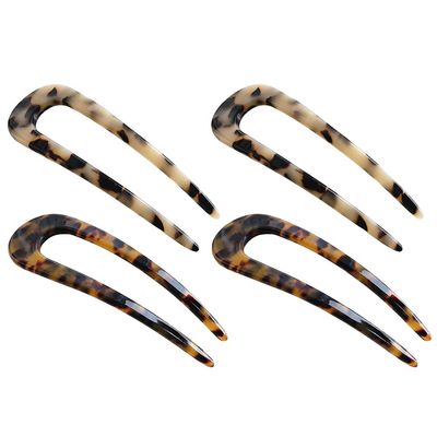 Uonlytech 4pcs U-shaped Hairpins for Women Stylish Tortoise Shell Hair Sticks Secure Clips for All Hair Types Accessories for Chignons and Buns Easy to Carry