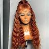 13x4 Deep Wave Lace Front Human Hair Wig Medium Auburn Color HD Transparent Lace Frontal Wigs for Black Women Pre Plucked Brazilian Remy Hair 150% Density with Baby Hair Natural Hairline 24inch view 3
