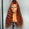 13x4 Deep Wave Lace Front Human Hair Wig Medium Auburn Color HD Transparent Lace Frontal Wigs for Black Women Pre Plucked Brazilian Remy Hair 150% Density with Baby Hair Natural Hairline 24inch view 4