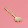 3Pcs Round Metal Cosmetic Spoon Spatulas Makeup Spatula Eye Cream Spoon Beauty Scoop Mini Spoon Makeup Beauty Spoons Mini Cosmetic Skincare Spatula for Home Salon, Golden view 2
