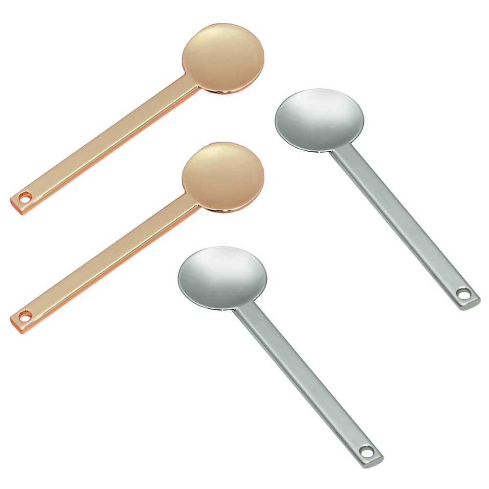4Pcs Round Metal Cosmetic Spoon Spatulas Makeup Spatula Eye Cream Spoon Beauty Scoop Mini Spoon Makeup Beauty Spoons Mini Cosmetic Skincare Spatula for Home Salon, Golden, Silver