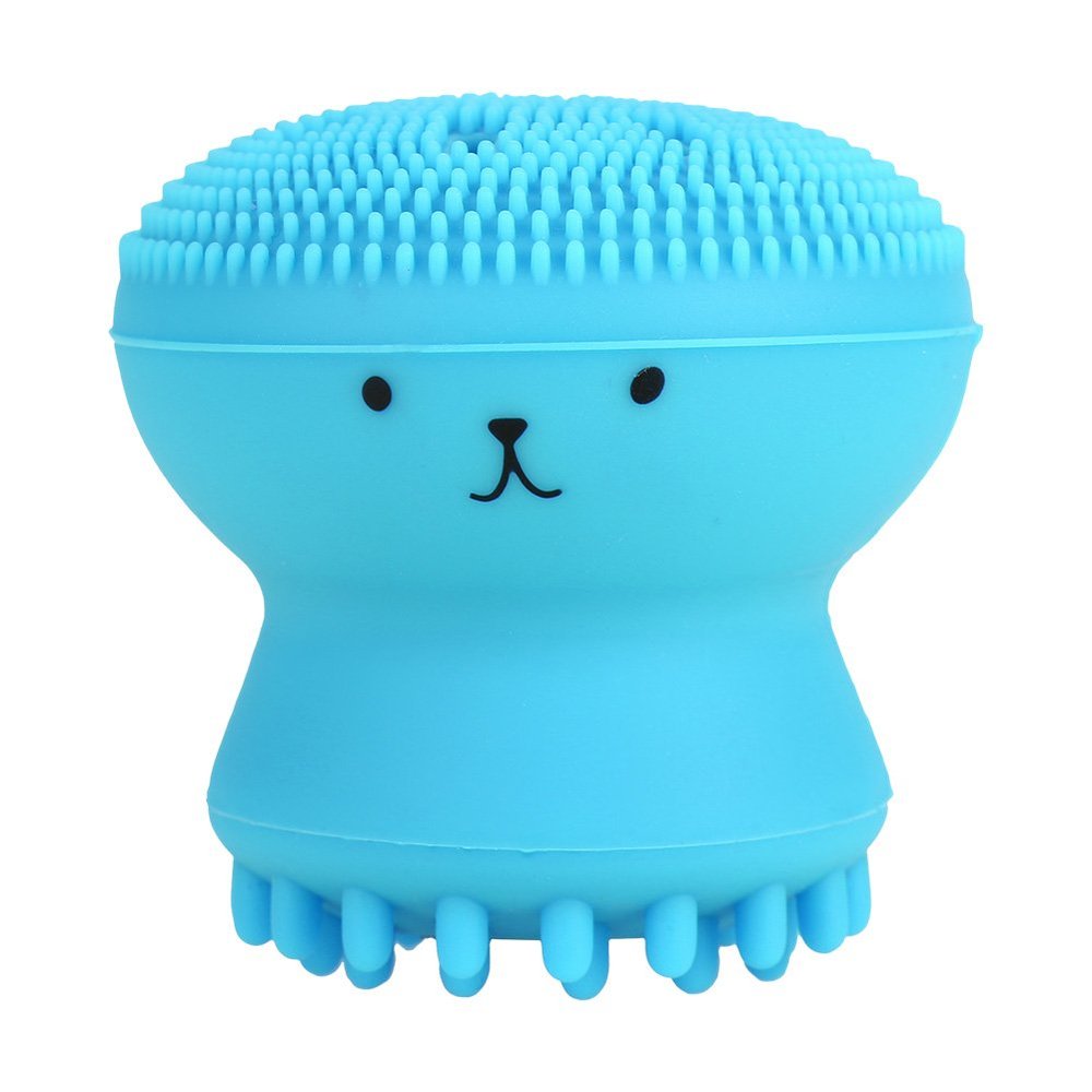Face Cleansing Brush, Silicone Handheld Scrubber Exfoliating Grease Removal Massage Jellyfish Octopus Shaped Face Wash Brush for Women Deep Pore Cleansing(Blue)